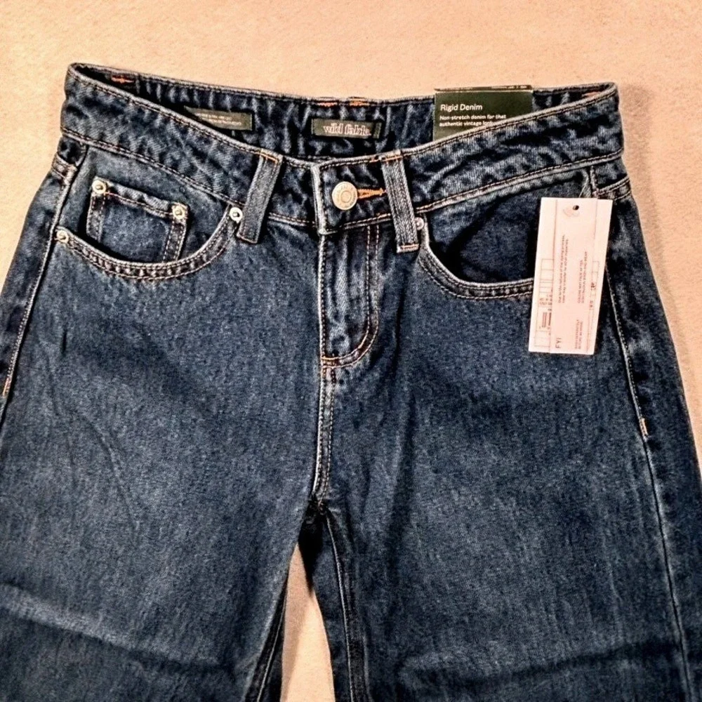 Wild Fable Dark Wash Wide Leg Jeans Womens 00 31L Rigid Denim Mid Rise Baggy Y2K